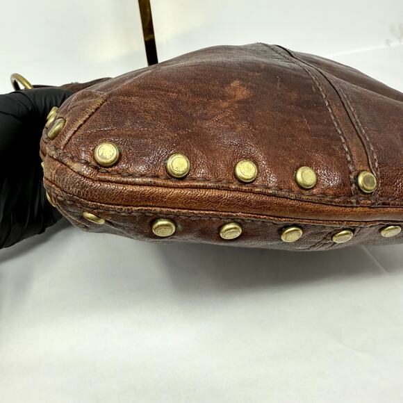 Fossil Purse Brown Leather Studded Should Bag Vintage Retro Western Country Boho - Picture 10 of 15